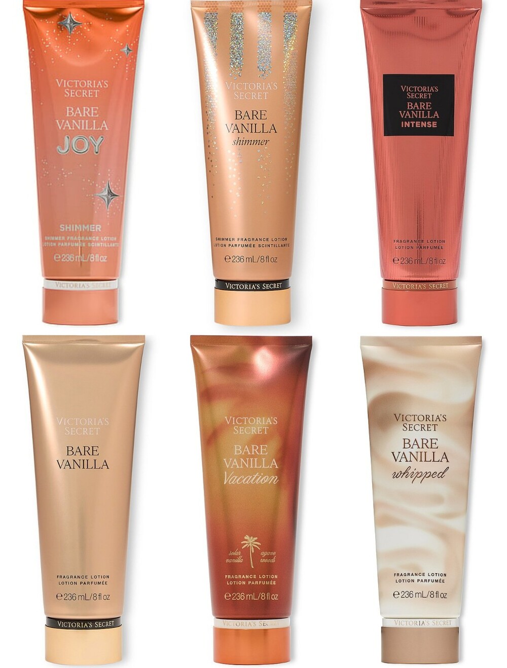 Victoria's Secret Bare Vanilla Lotion 6 Piece Variety Collection Set NEW RARE